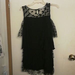 Black layered polkadot dress